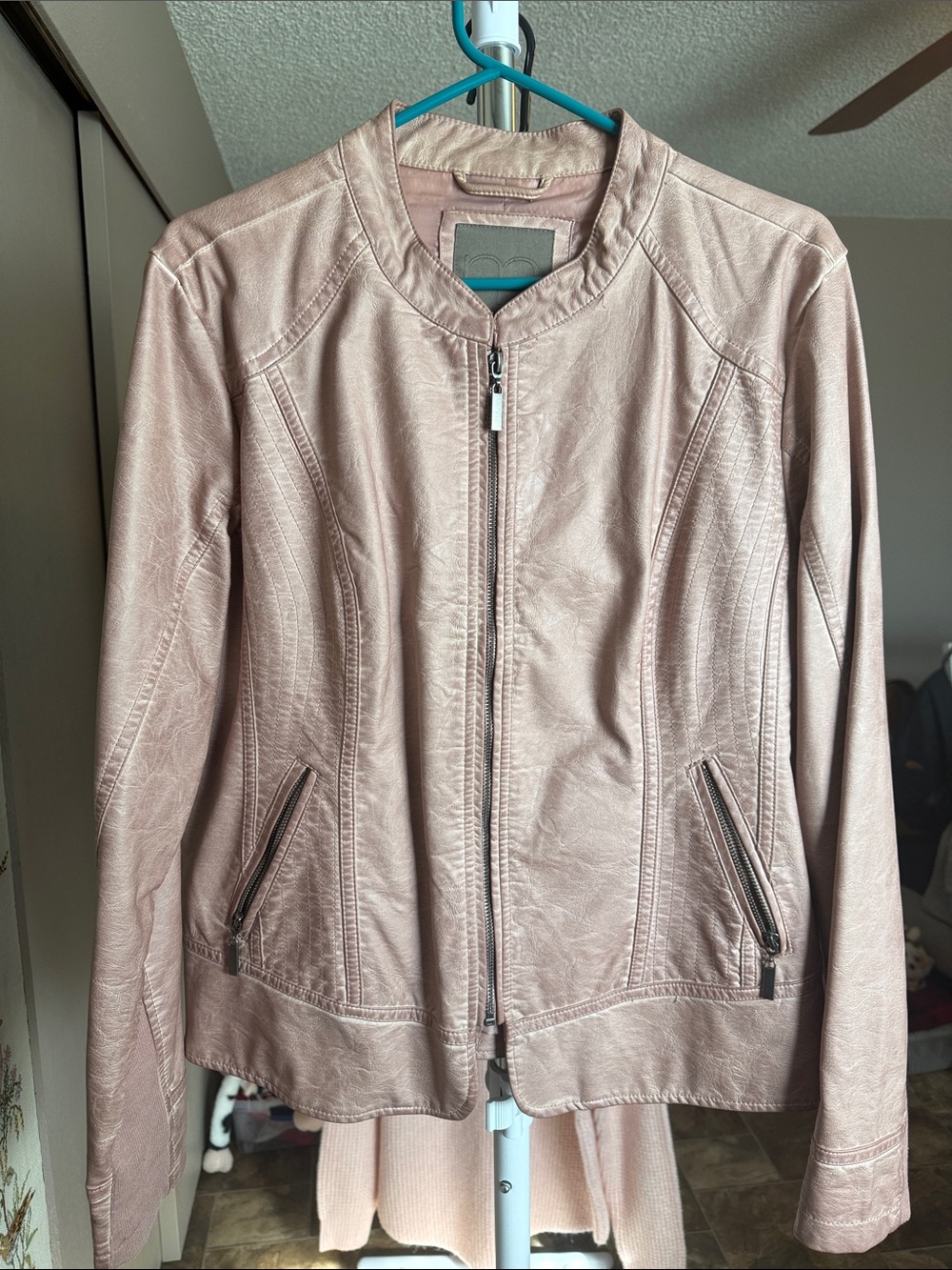 Maurices Blush Pink Faux Leather Zip Jacket